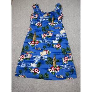 Hilo Hattie The Hawaiian Original Womens Size L Blue Tropical Mini Dress